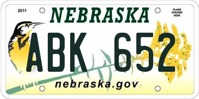 NE license plate ABK652