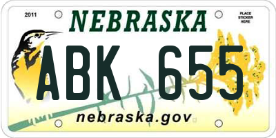 NE license plate ABK655