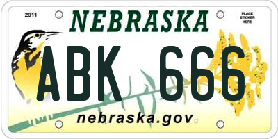 NE license plate ABK666