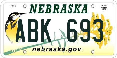 NE license plate ABK693