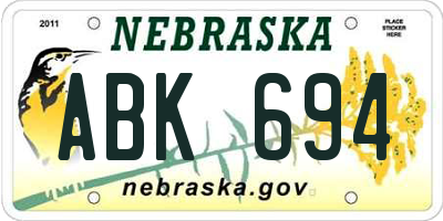 NE license plate ABK694
