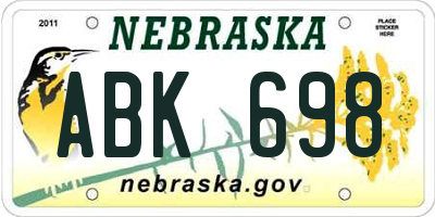 NE license plate ABK698