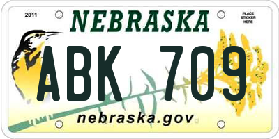 NE license plate ABK709