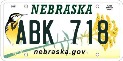 NE license plate ABK718