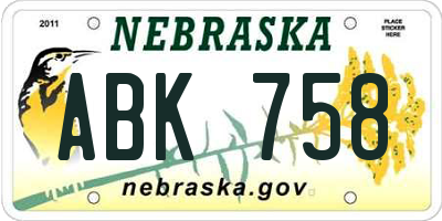 NE license plate ABK758