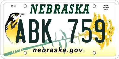 NE license plate ABK759