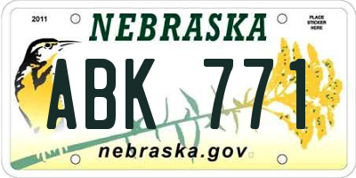 NE license plate ABK771