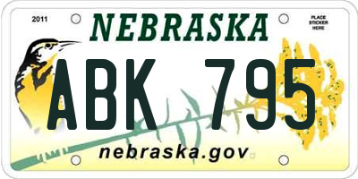 NE license plate ABK795