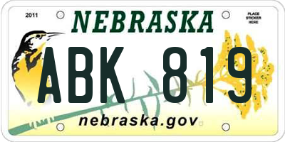 NE license plate ABK819