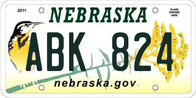 NE license plate ABK824