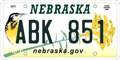 NE license plate ABK851