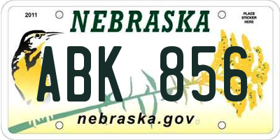 NE license plate ABK856