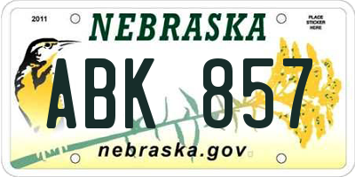 NE license plate ABK857