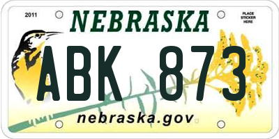 NE license plate ABK873