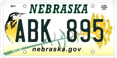 NE license plate ABK895