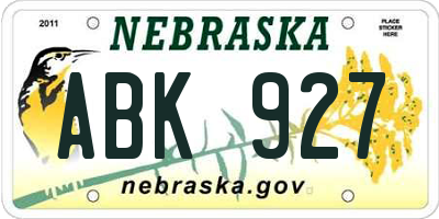 NE license plate ABK927
