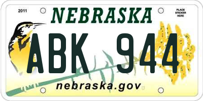 NE license plate ABK944