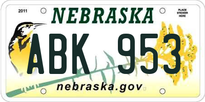 NE license plate ABK953