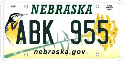 NE license plate ABK955