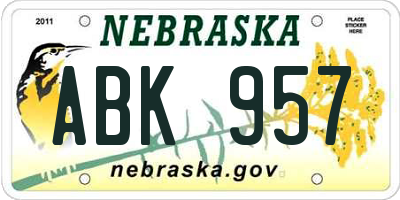 NE license plate ABK957