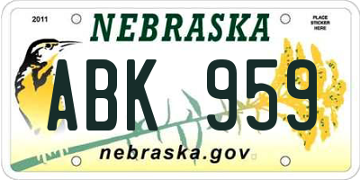 NE license plate ABK959