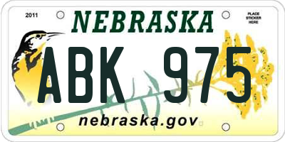 NE license plate ABK975