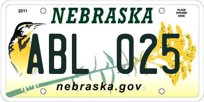 NE license plate ABL025