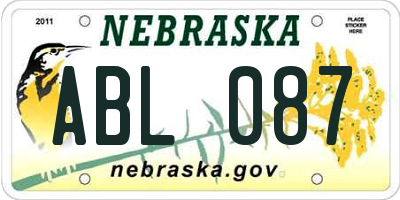 NE license plate ABL087