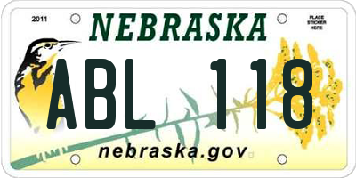 NE license plate ABL118