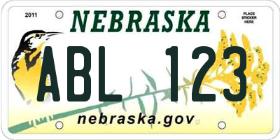 NE license plate ABL123