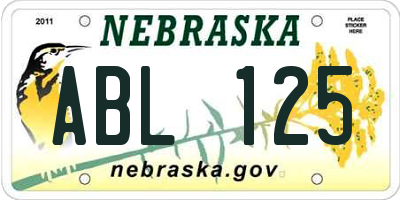 NE license plate ABL125