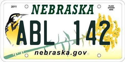 NE license plate ABL142