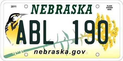 NE license plate ABL190