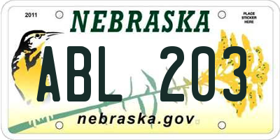 NE license plate ABL203