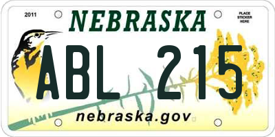 NE license plate ABL215