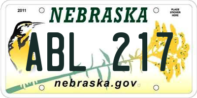 NE license plate ABL217