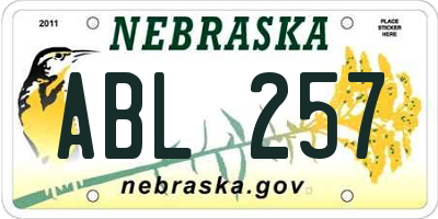 NE license plate ABL257