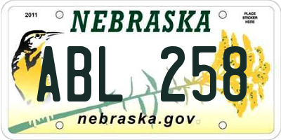 NE license plate ABL258