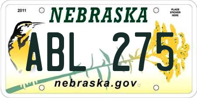NE license plate ABL275