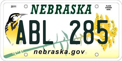 NE license plate ABL285