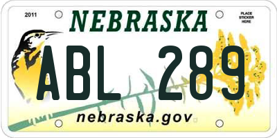 NE license plate ABL289