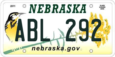 NE license plate ABL292
