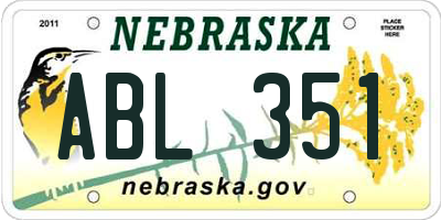 NE license plate ABL351