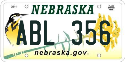 NE license plate ABL356