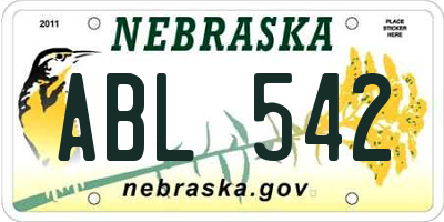 NE license plate ABL542