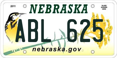NE license plate ABL625