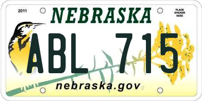 NE license plate ABL715