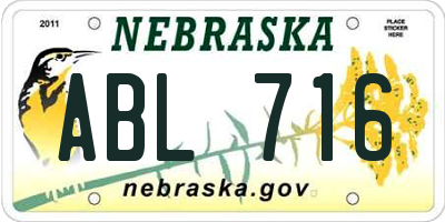 NE license plate ABL716