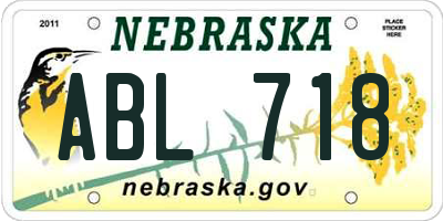 NE license plate ABL718
