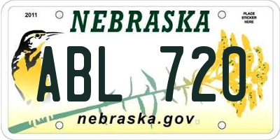 NE license plate ABL720